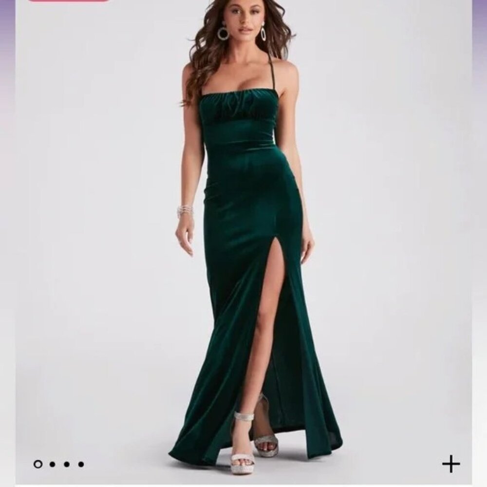 Nwt Windsor Womens Formal Green Velour Dress - Picture 1 of 7
